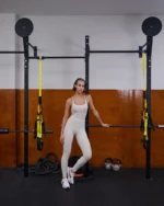 Macacão Adriana fitness feminino off white longo em tecido Wish
