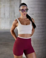 Conjunto Short Elisa fitness feminino vinho com top e short em Orbit