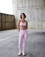 Conjunto Marilia fitness feminino rosa com top e calça em Wish